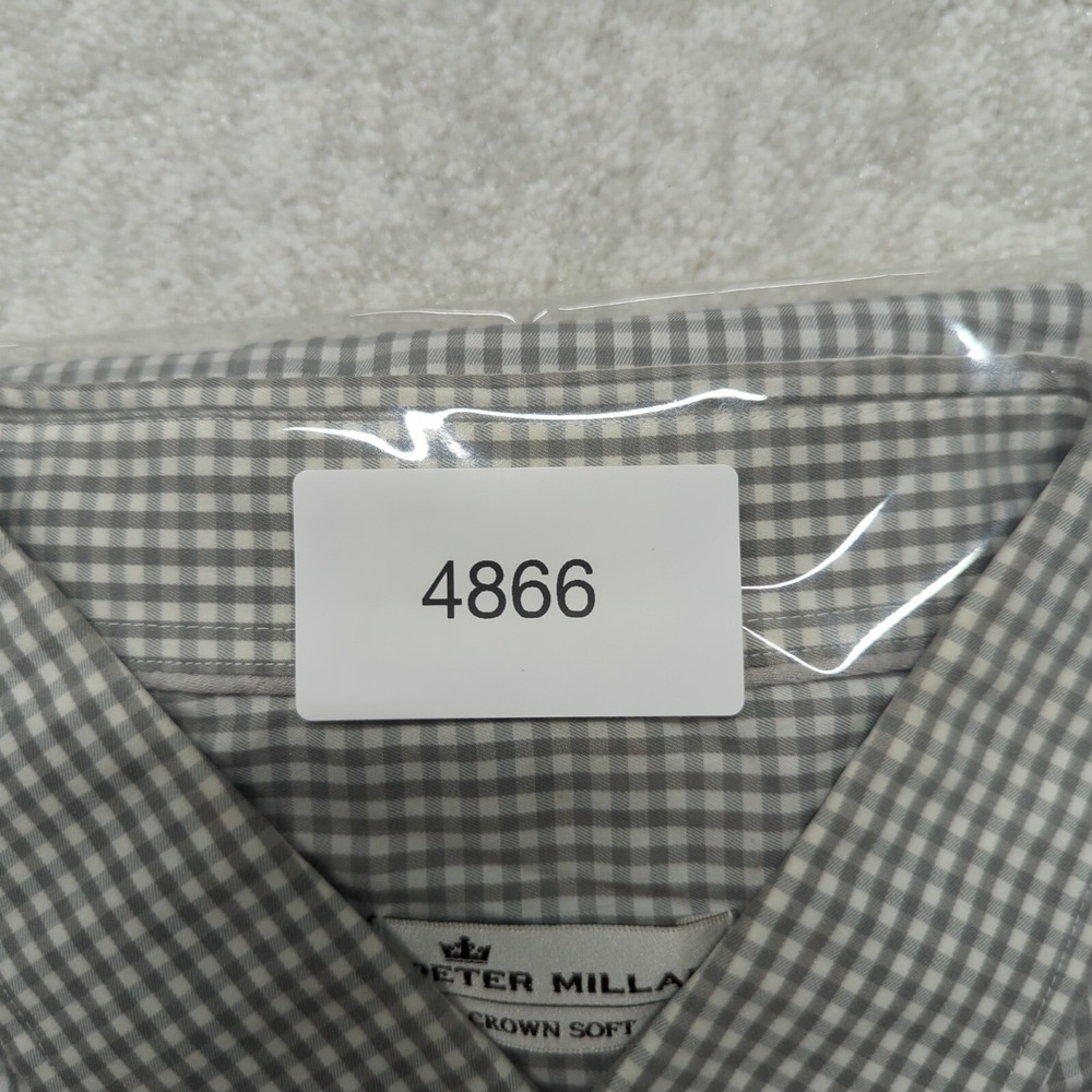 Peter Millar Crown Soft Shirt Mens XXL Grey Gingham Cotton Silk Button Down - Picture 8 of 8